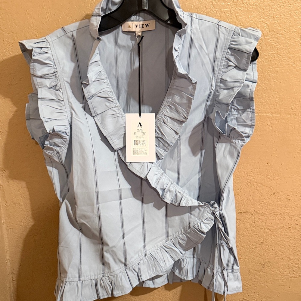 Light Blue Ruffle Blouse